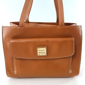 Dooney & Bourke Janine With Front Pocket Pebbled Leather Natural Satchel Tote